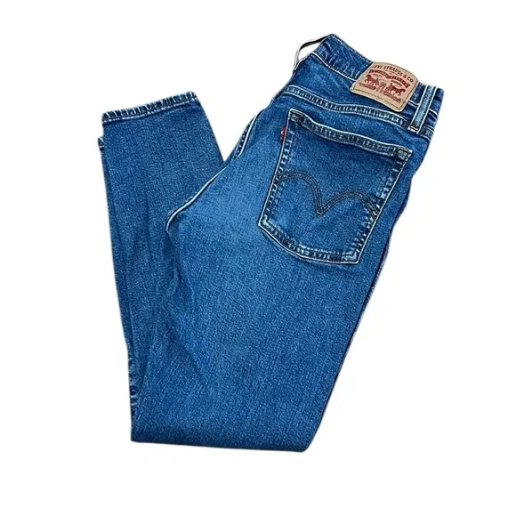 Levi’s 29 Wedgie Skinny Fit Cropped Denim Jeans High Rise Button Front - Picture 2 of 9